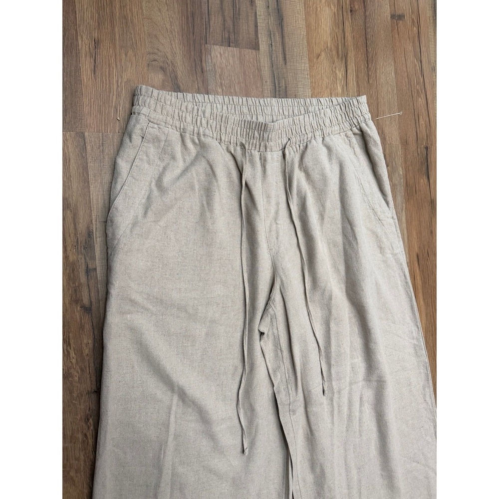 A New Day Linen Blend Wide Leg Pull On Pants Women's Large Beige - Picture 5 of 10